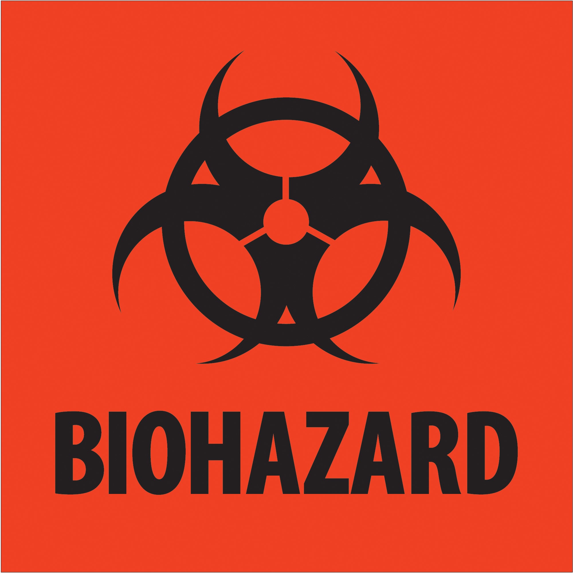 2 x 2" - "Biohazard" Fluorescent Red Labels (DL1305) Roll Of 500