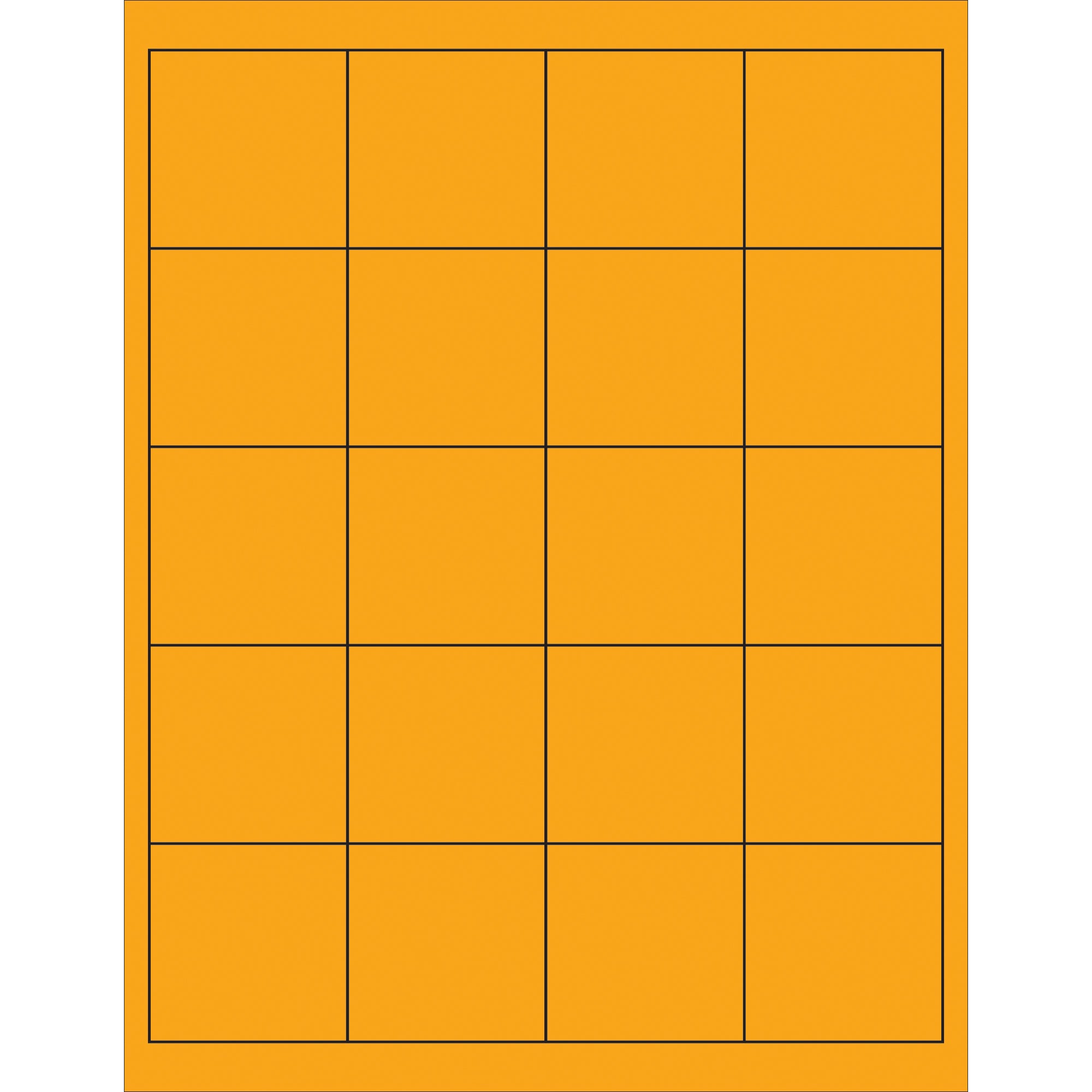 2 x 2" Fluorescent Orange Rectangle Laser Labels (LL172OR) Case Of 2000