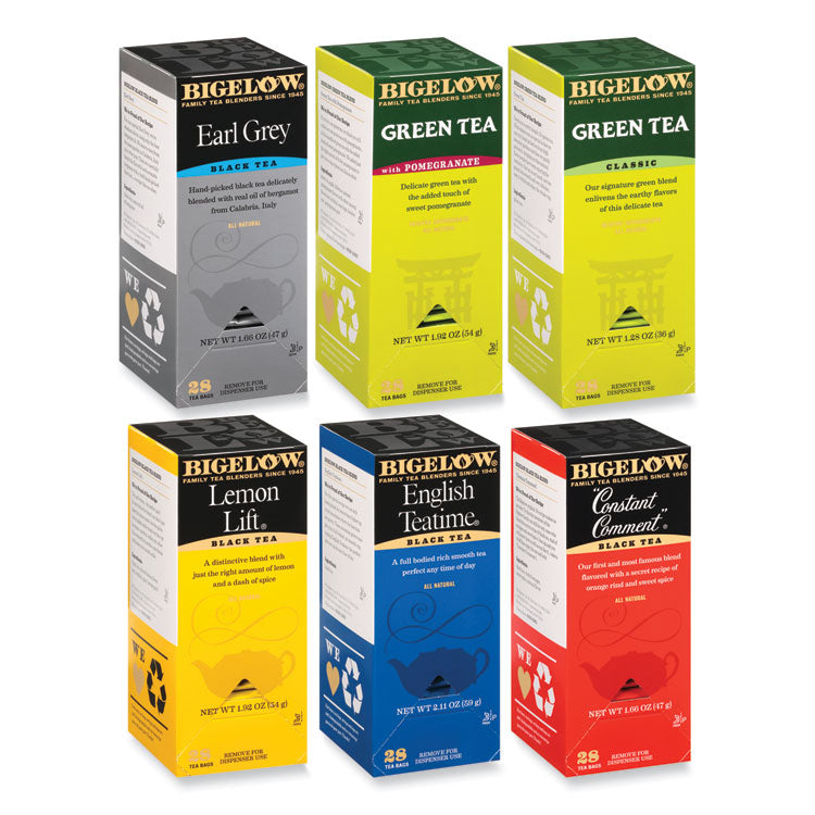 Bigelow Assorted Tea Packs, Six Flavors, 28/Box, 168/Carton (BTC15577) 6 Packs