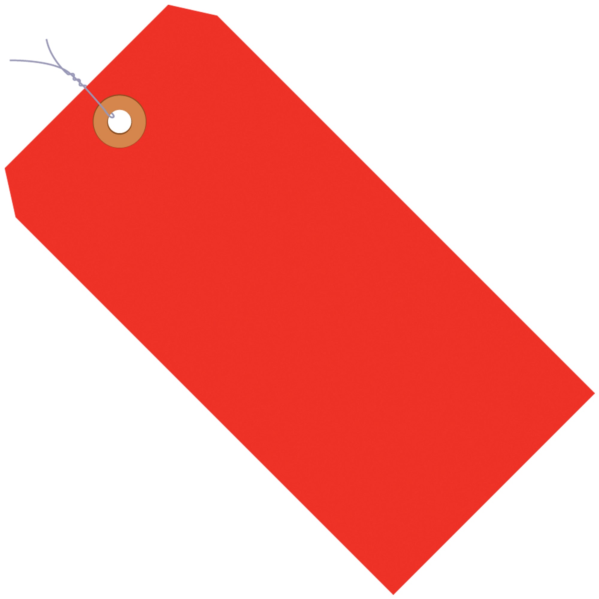 3 1/4 x 1 5/8" Fluorescent Red 13 Pt. Shipping Tags - Pre-Wired (G12023C) Case Of 1000