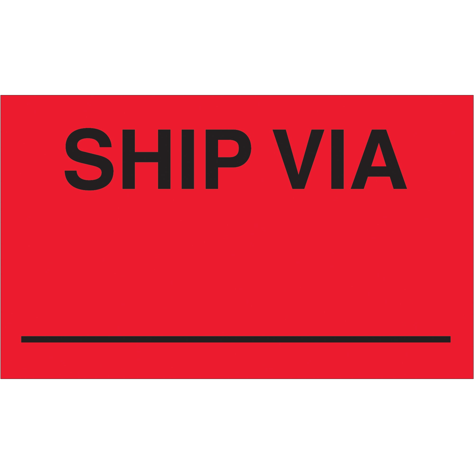 3 x 5" - "Ship Via" (Fluorescent Red) Labels (DL3541) Roll Of 500