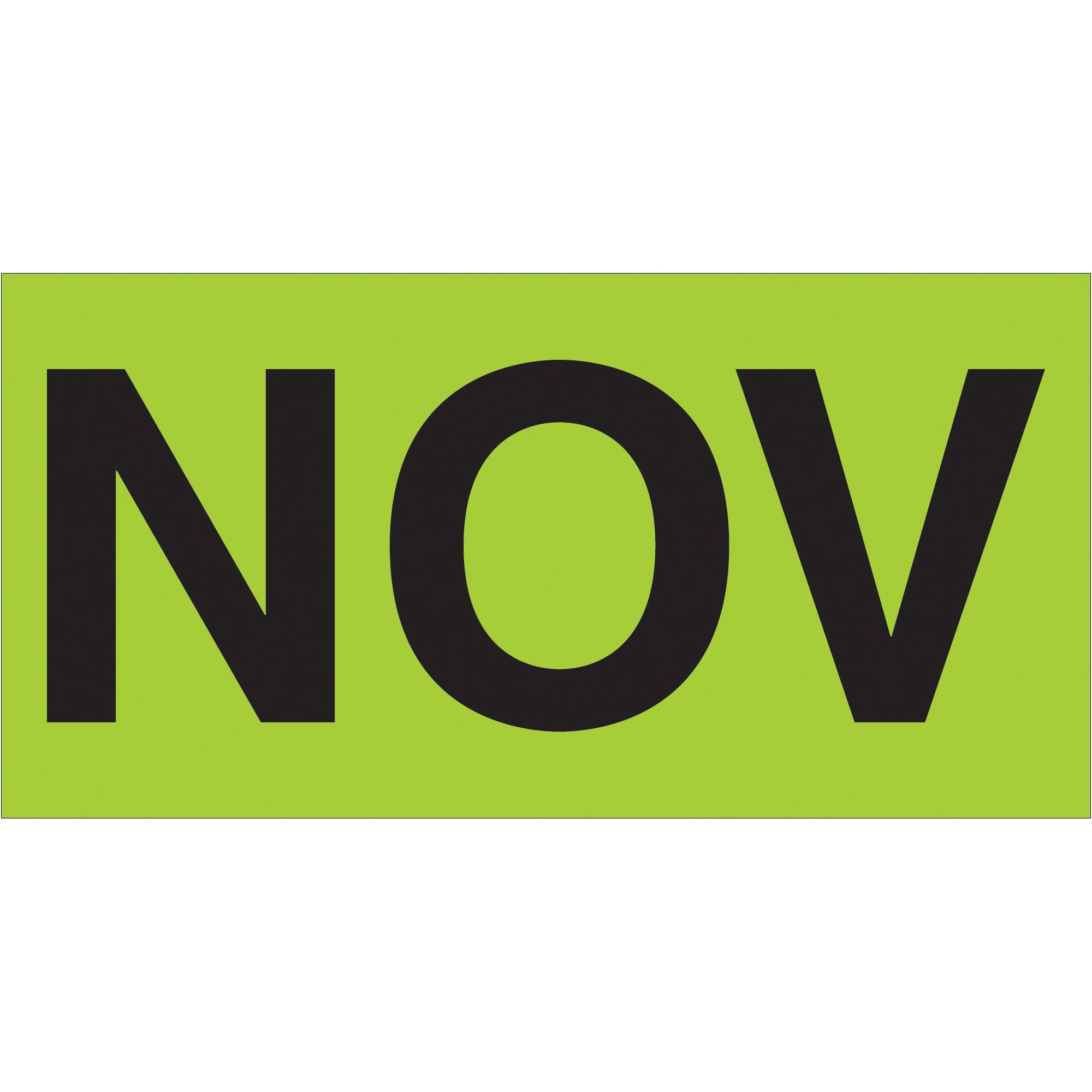 3 x 6" - "NOV" (Fluorescent Green) Months of the Year Labels (DL6912) Roll Of 500