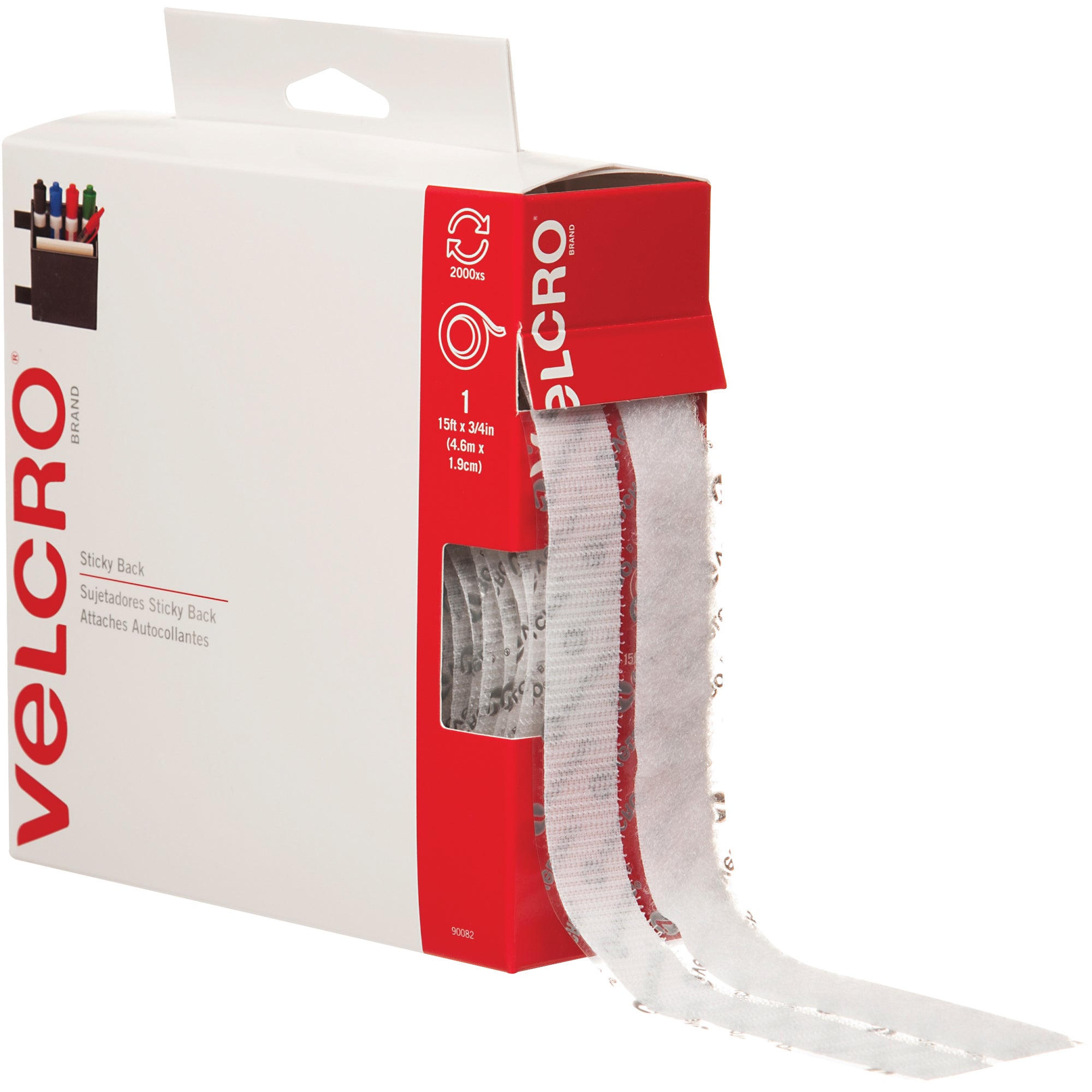3/4" x 15' - White VELCRO Brand Tape - Combo Packs (VEL102) Each