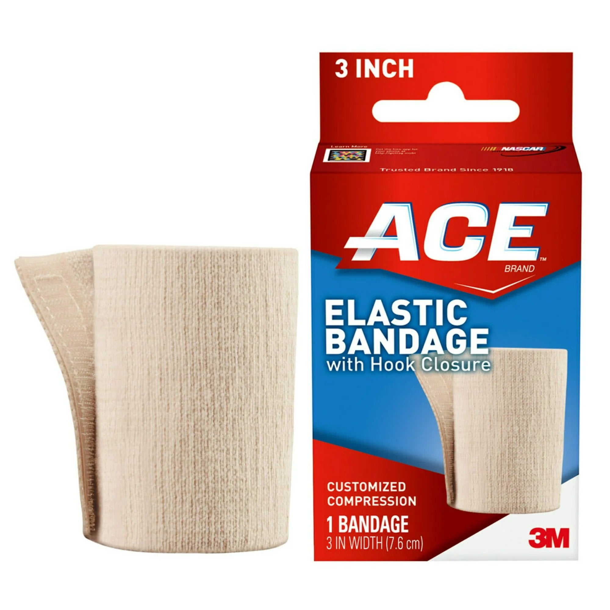 3M ACE Elastic Bandage 3 Inch Width Single Hook and Loop Closure Tan NonSterile Standard Compression (500544_CS) 72/CS