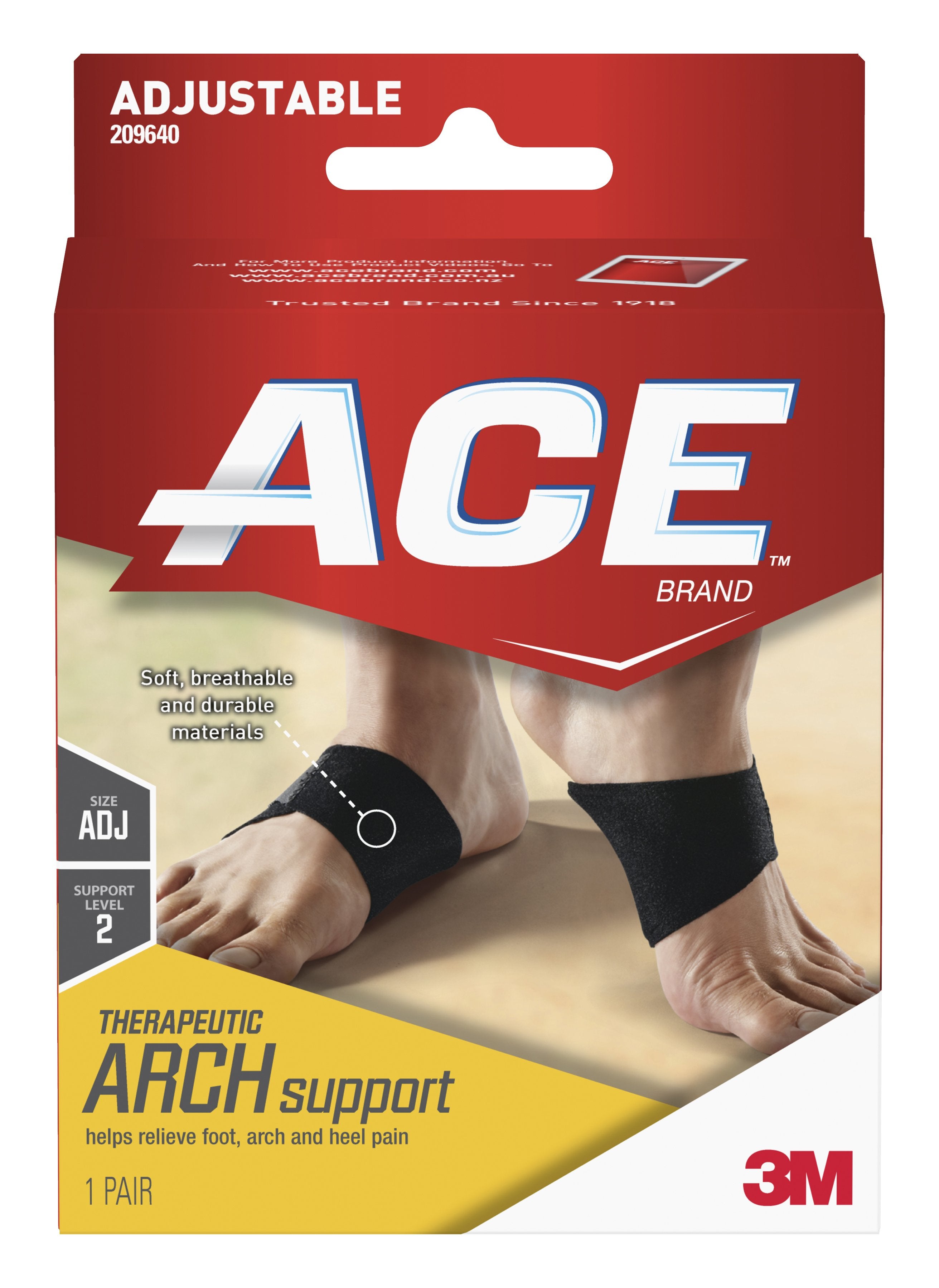 3M Ace Therapeutic Arch Support Foot Relief Black (1084250_EA) 1/EA
