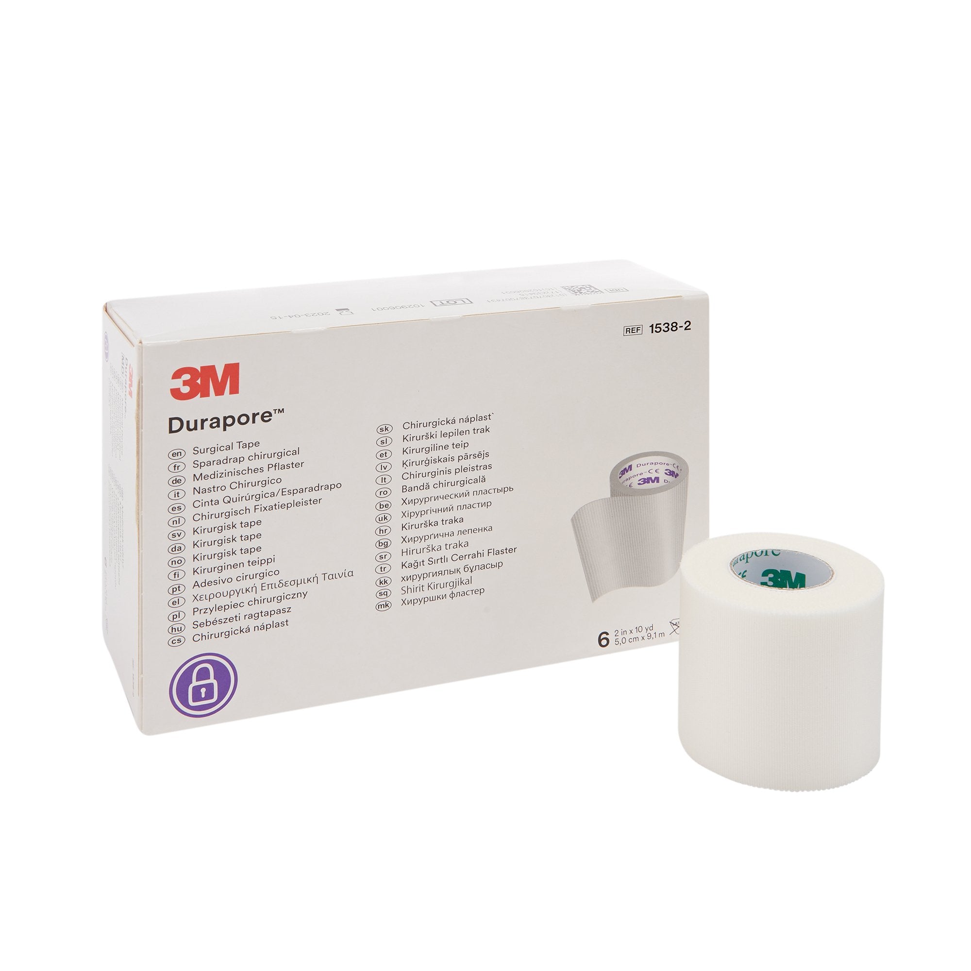 3M Durapore Medical Tape White 2 Inch X 10 Yard Silk-Like Cloth NonSterile (5776_CS) 60/CS