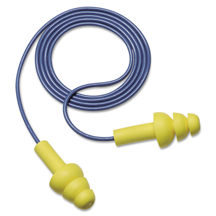 3M E-A-R UltraFit Earplugs, Corded, Premolded, Yellow, 100 Pairs (MMM3404004) Box of 100