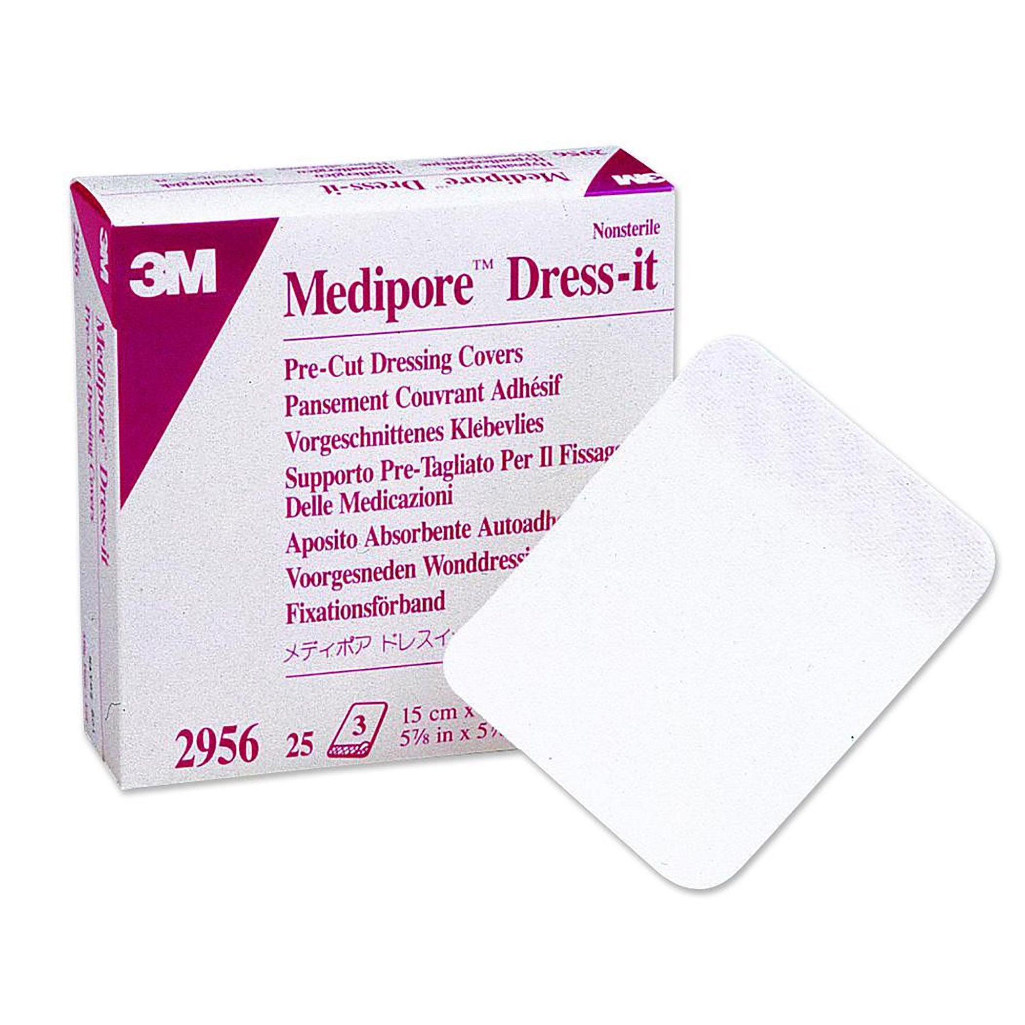 3M Medipore Dress-It Dressing Retention Tape with Liner White 5-7/8 X 5-7/8 Inch Soft Cloth NonSterile (684046_EA) 1/EA