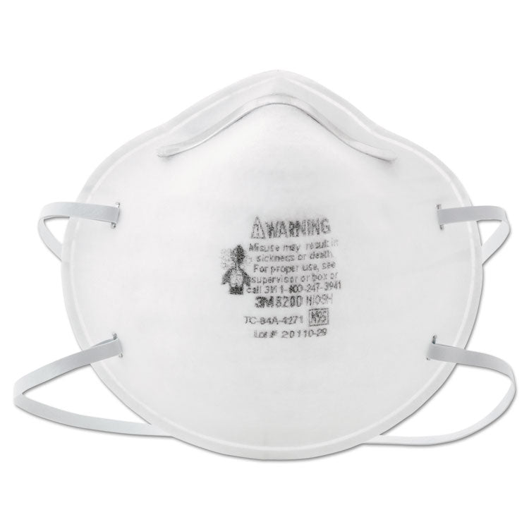 3M N95 Particle Respirator 8200 Mask, Standard Size, 20/Box (MMM8200) Box of 20
