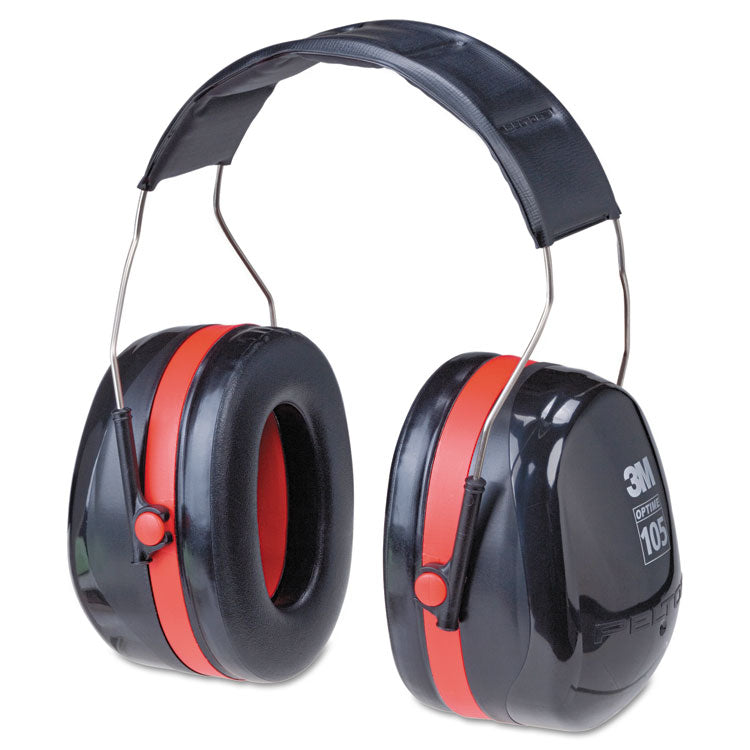 3M PELTOR OPTIME 105 High Performance Ear Muffs H10A, 30 dB NRR, Black/Red (MMMH10A) Each