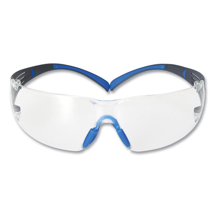3M SecureFit Protective Eyewear, 400 Series, Black/Blue Plastic Frame, Clear Polycarbonate Lens (MMMSF401SGAFBLU) Each