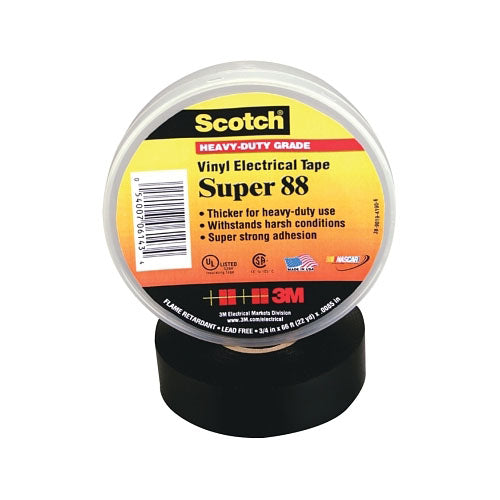 3M Super 88 Vinyl Electrical Tape, 2 in x 36 yd, Black (500-103561) 1 Roll