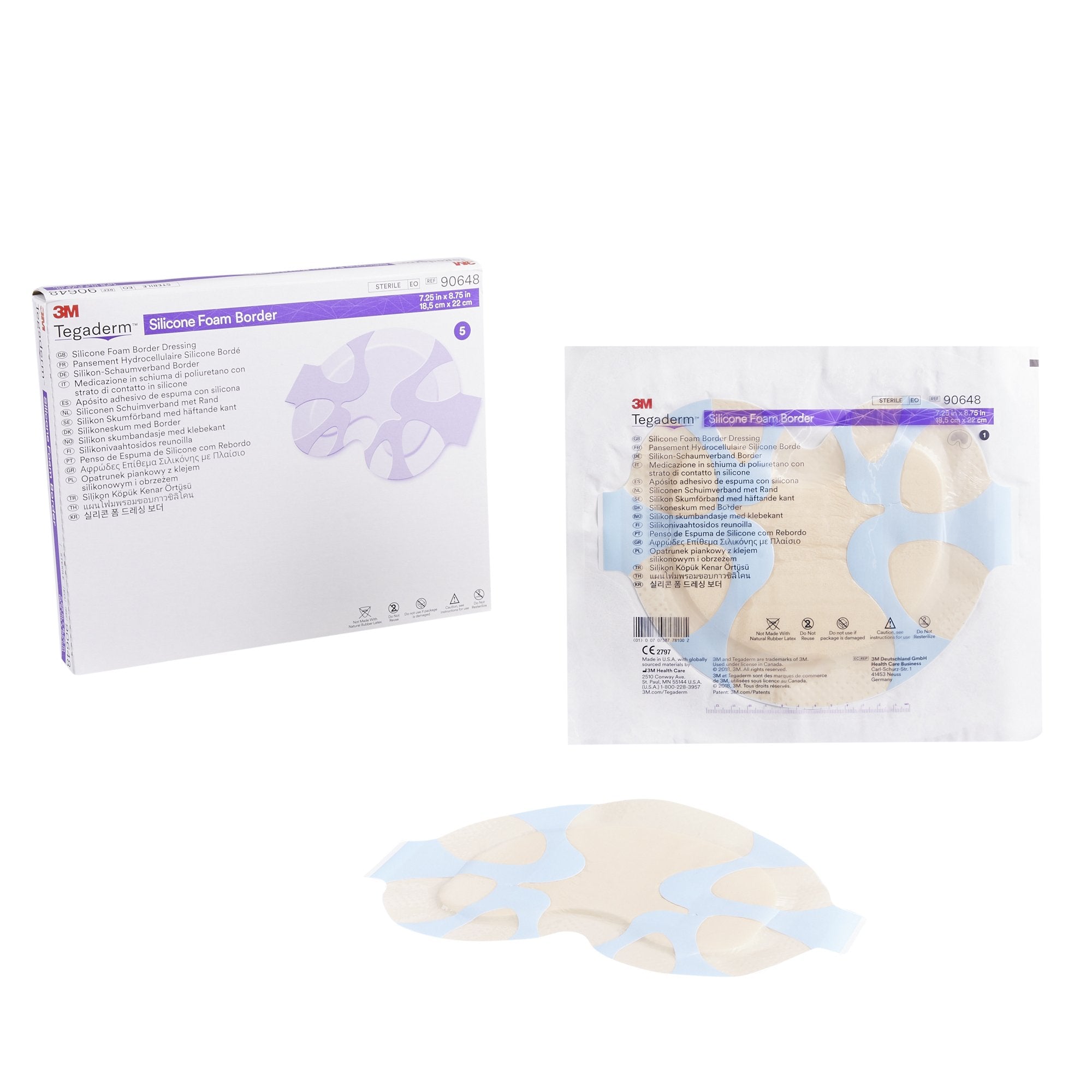 3M Tegaderm Foam Dressing 7-1/4 X 8-3/4 Inch With Border Film Backing Silicone Adhesive Large Sacral Sterile (1078889_BX) 5/BX