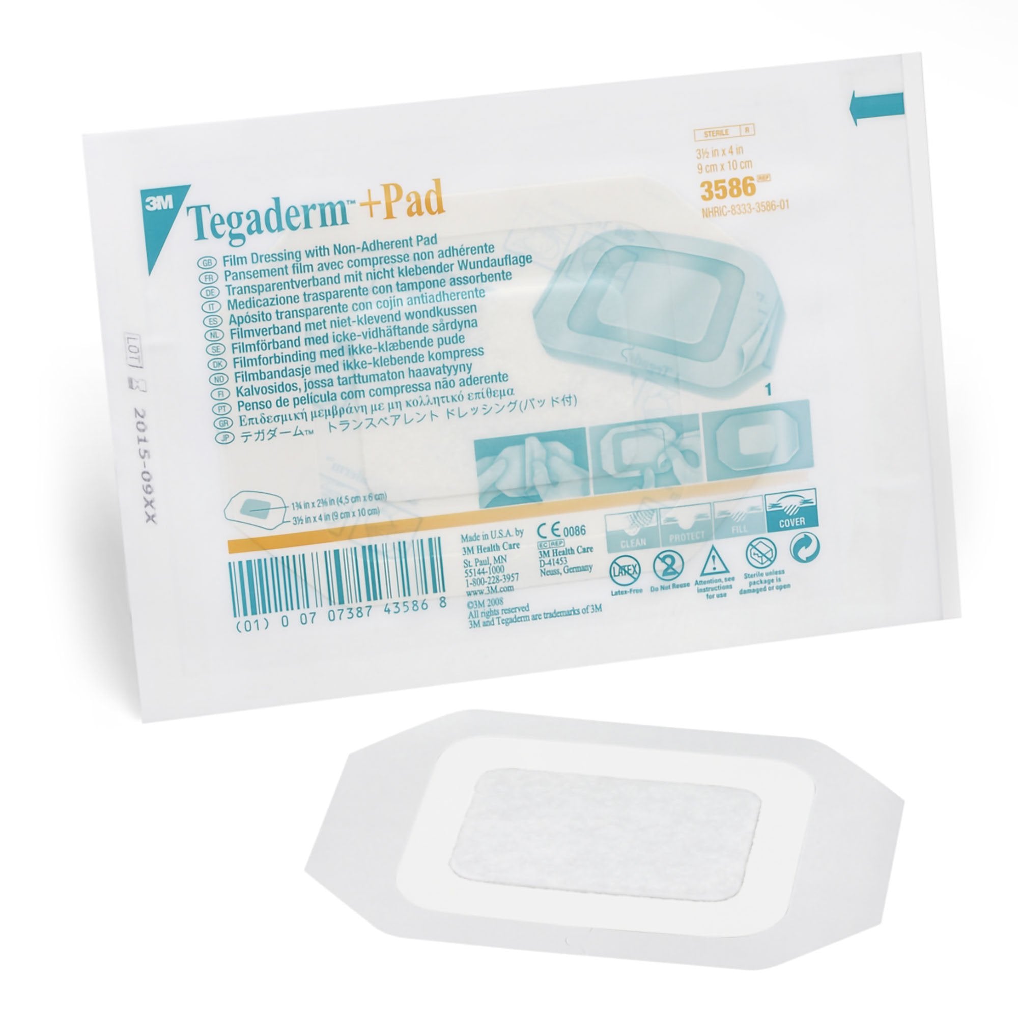 3M Tegaderm  Pad Transparent Film Dressing with Pad 3-1/2 X 4 Inch Frame Style Delivery Rectangle Sterile (318721_CS) 100/CS