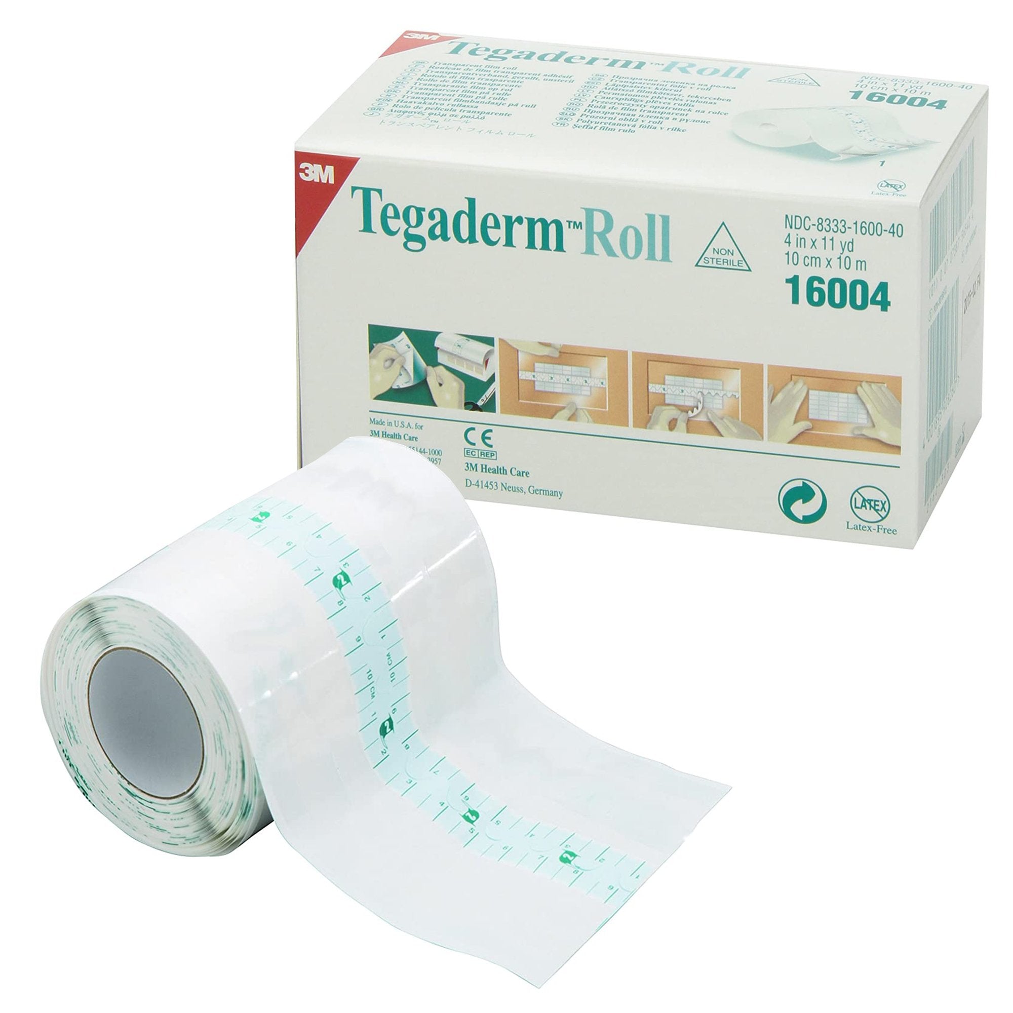 3M Tegaderm Transparent Film Dressing 4 Inch X 11 Yard 2 Tab Delivery Roll NonSterile (521719_RL) 1/RL