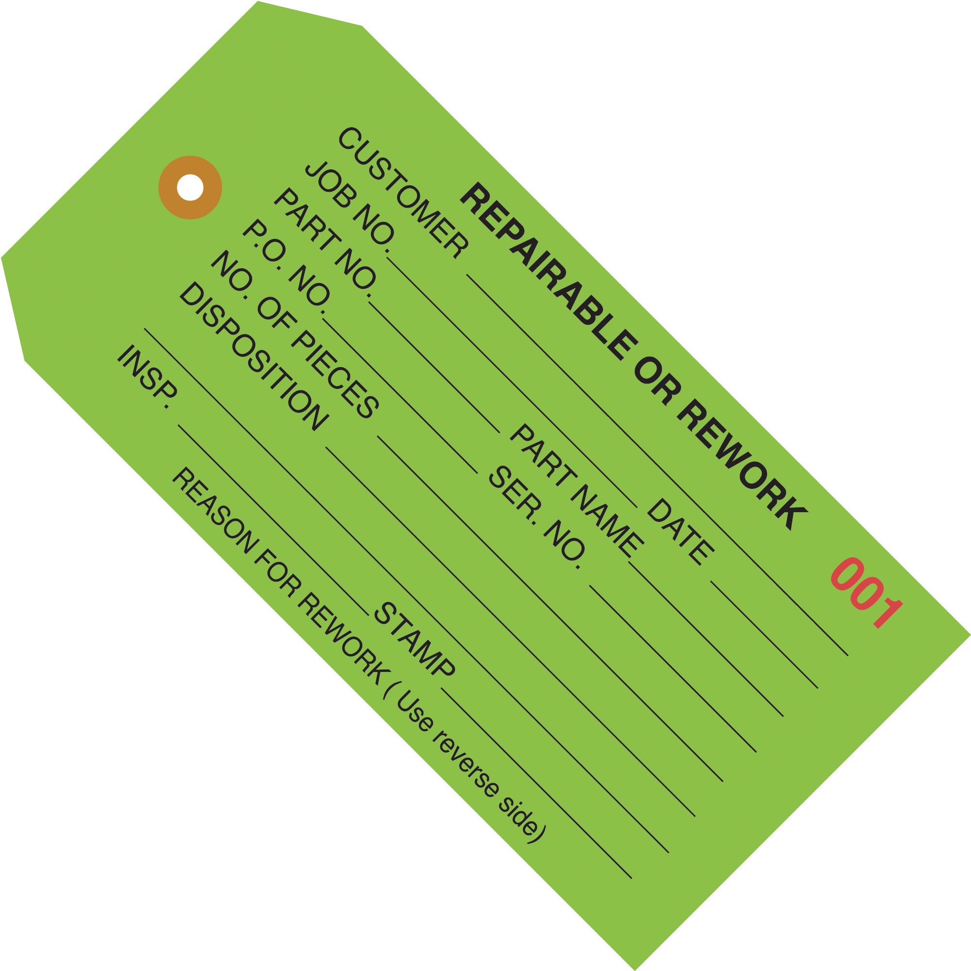4 3/4 x 2 3/8" - "Repairable or Rework" Inspection Tags (G20041) Case Of 1000
