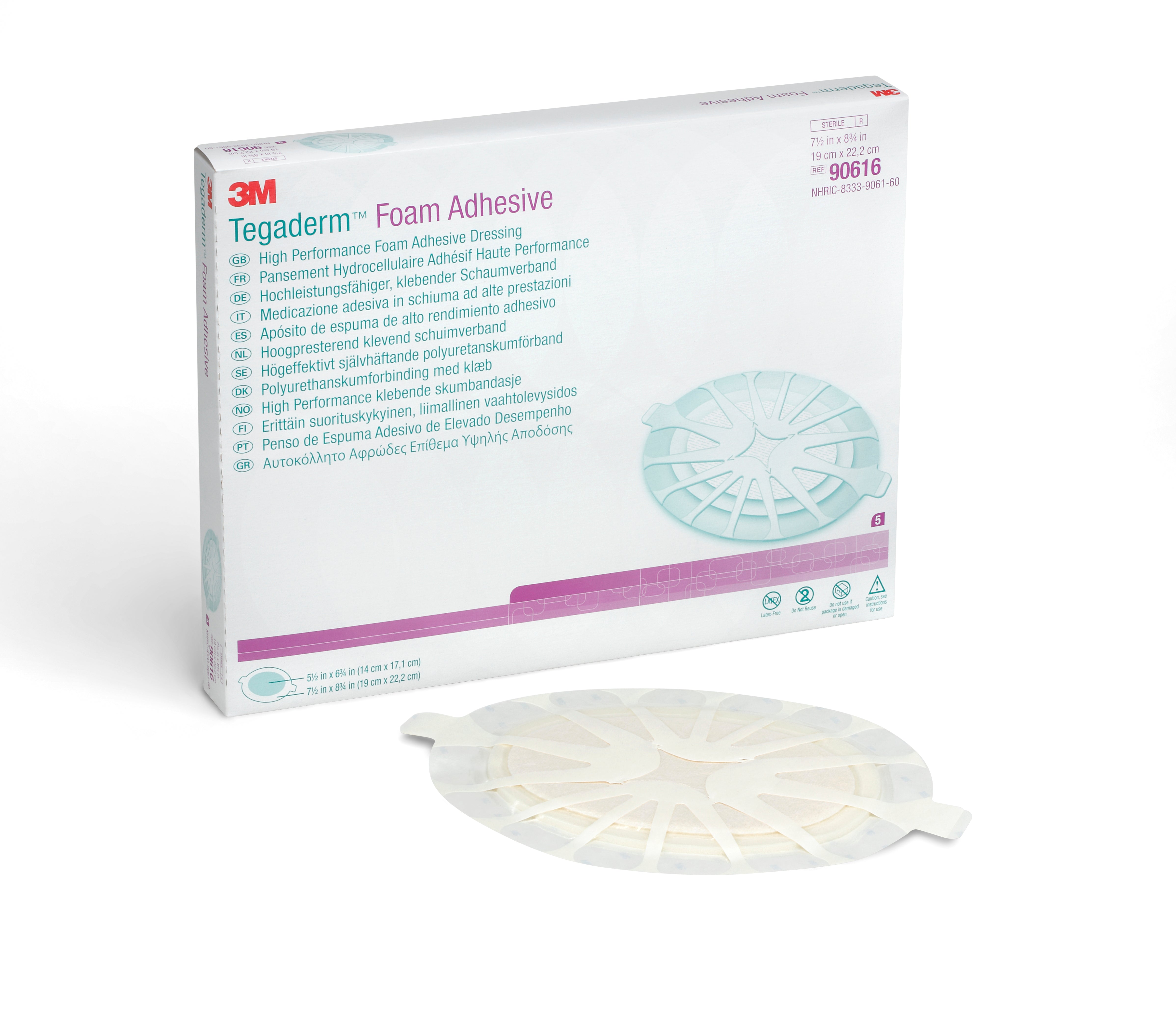 3M Tegaderm High Performance Foam Dressing 7-1/2 X 8-3/4 Inch With Border Film Backing Acrylic Adhesive Oval Sterile (476445_CS) 15/CS