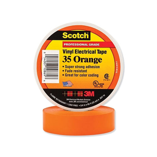 3M Vinyl Electrical Color Coding Tape 35, 1/2 in x 20 ft, Orange (500-102731) 1 Roll