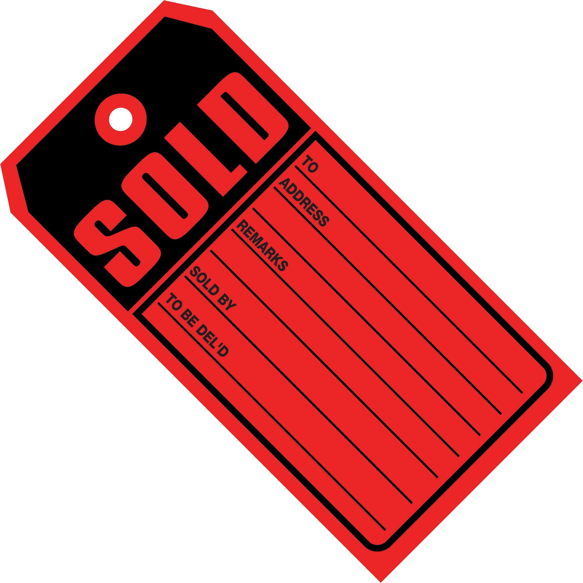 4 3/4 x 2 3/8" - "Sold Tags" 13 Point Card Stock (G2530) Case Of 500