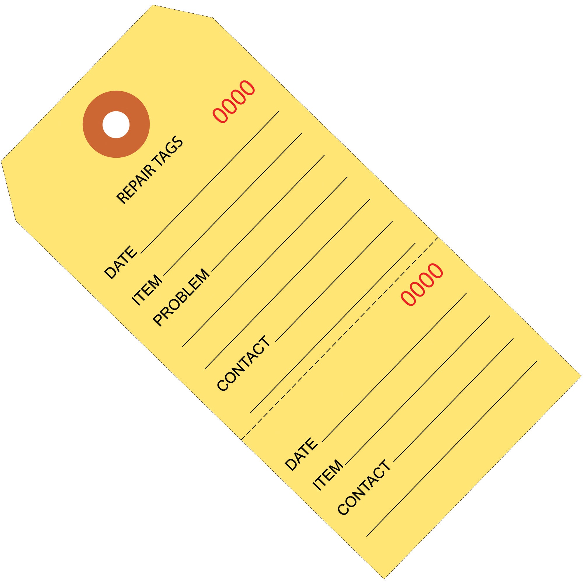 4 3/4 x 2 3/8" Yellow Repair Tags Consecutively Numbered (G26200) Case Of 1000
