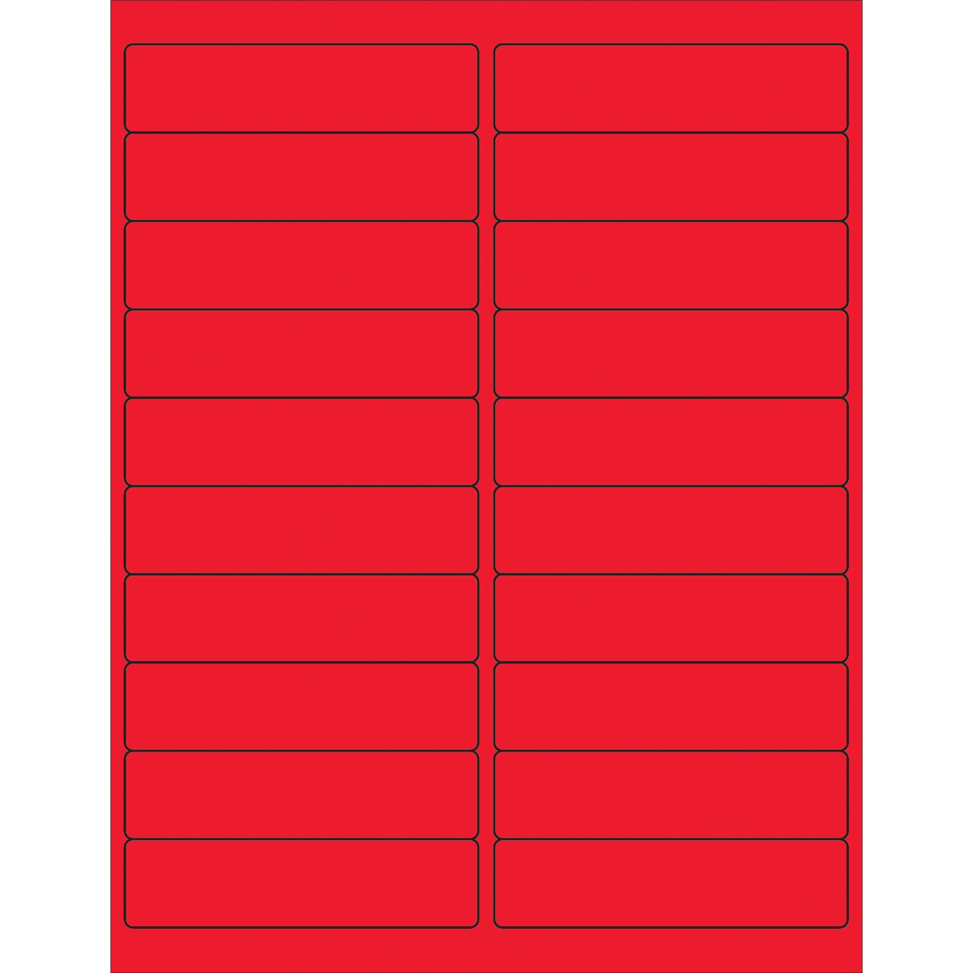 4 x 1" Fluorescent Red Rectangle Laser Labels (LL177RD) Case Of 2000