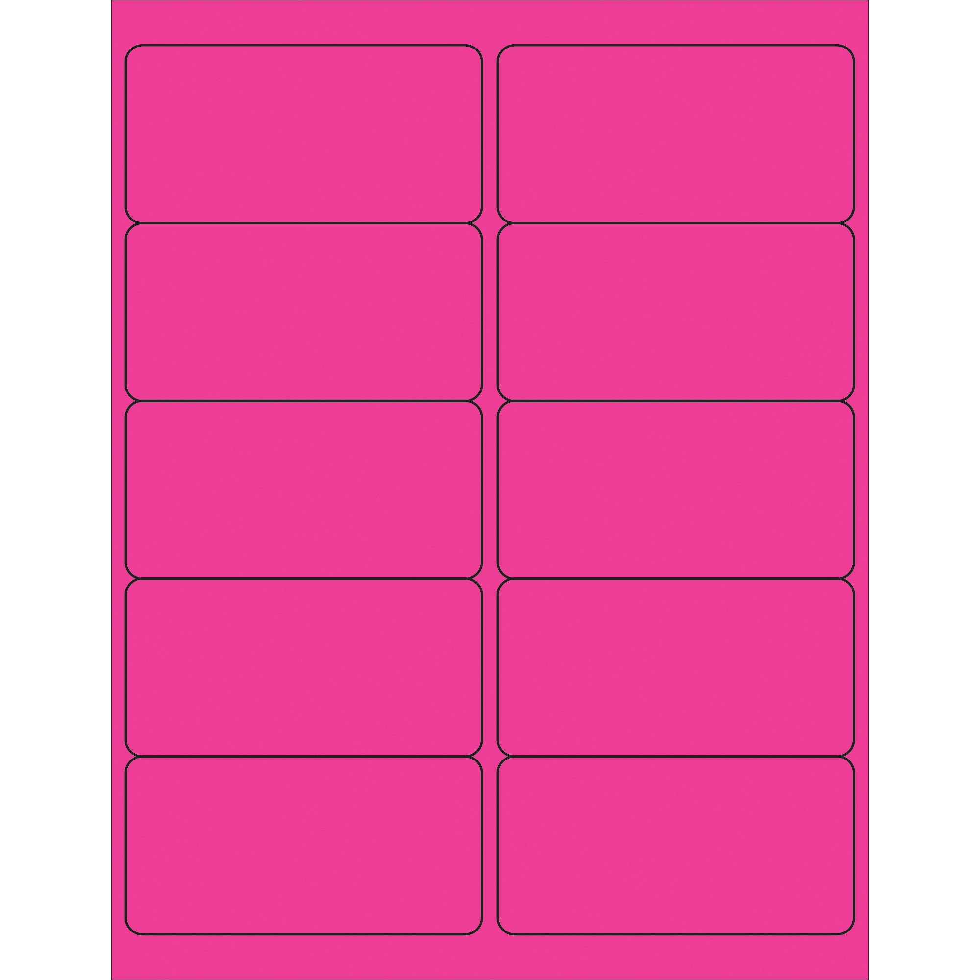 4 x 2" Fluorescent Pink Rectangle Laser Labels (LL178PK) Case Of 1000