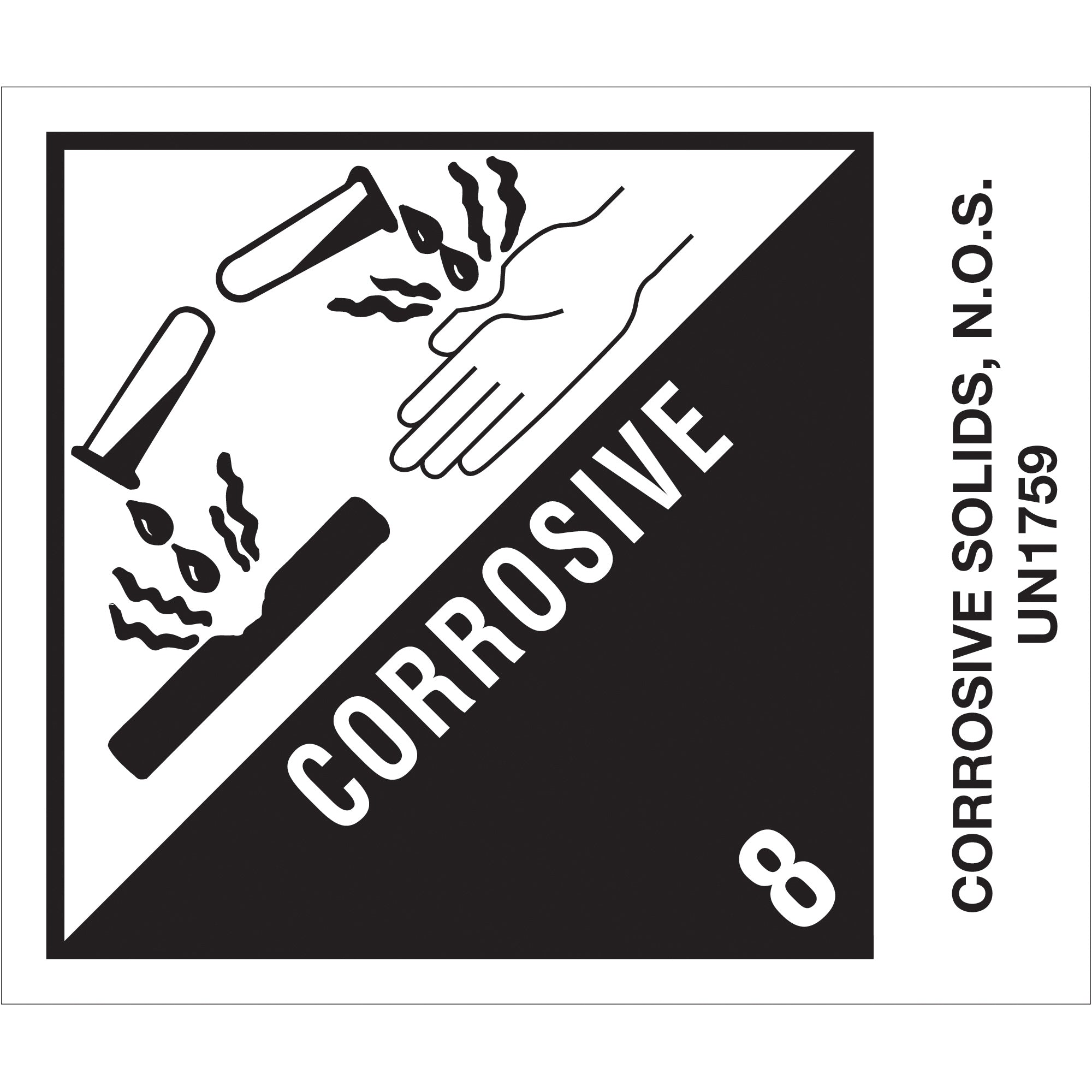 4 x 4 3/4" - "Corrosive Solids, N.O.S." Labels (DL524P4) Roll Of 500