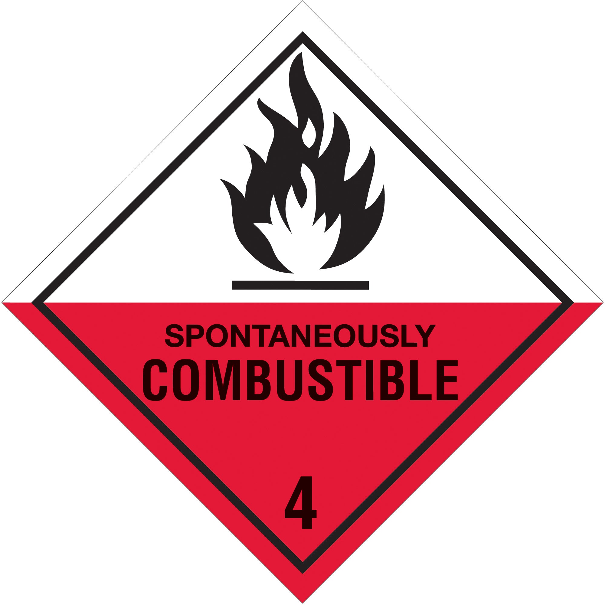 4 x 4" - "Spontaneously Combustible - 4" Labels (DL5140) Roll Of 500