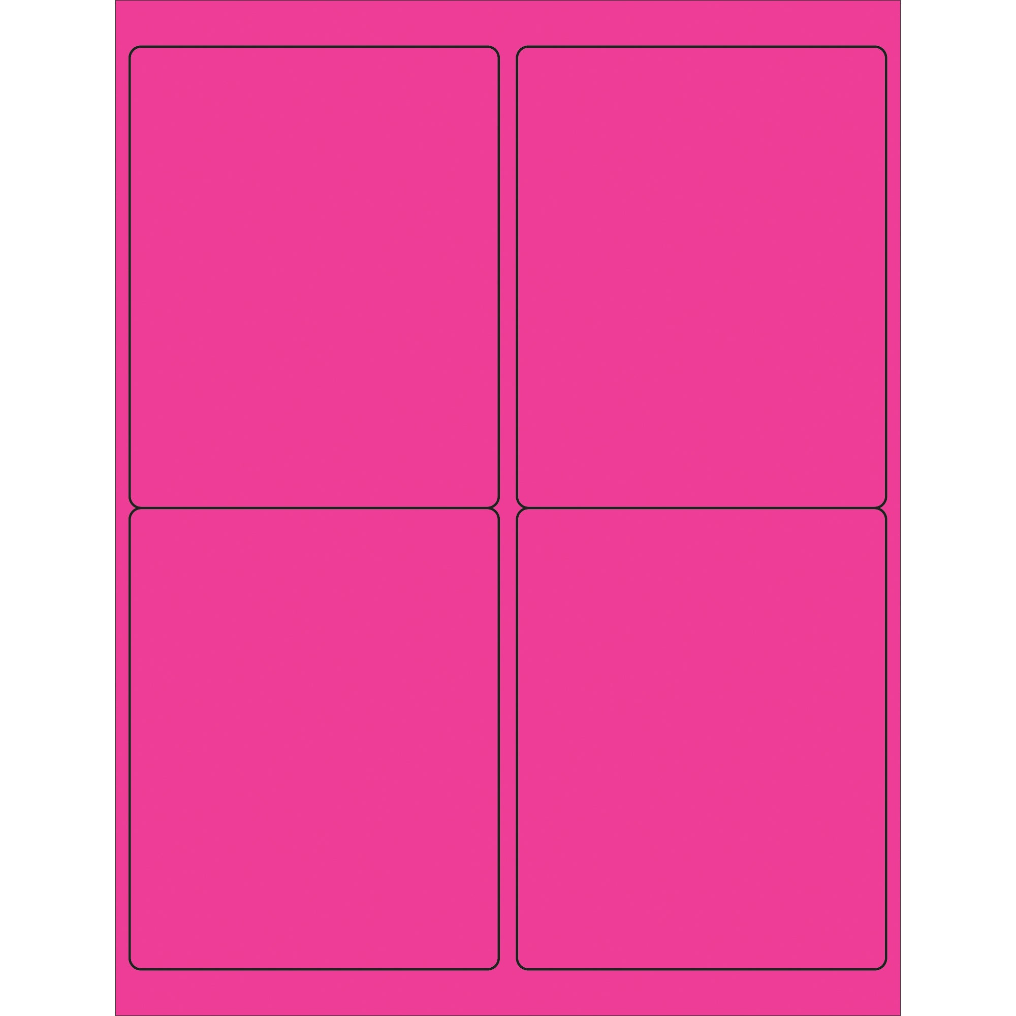 4 x 5" Fluorescent Pink Rectangle Laser Labels (LL181PK) Case Of 400
