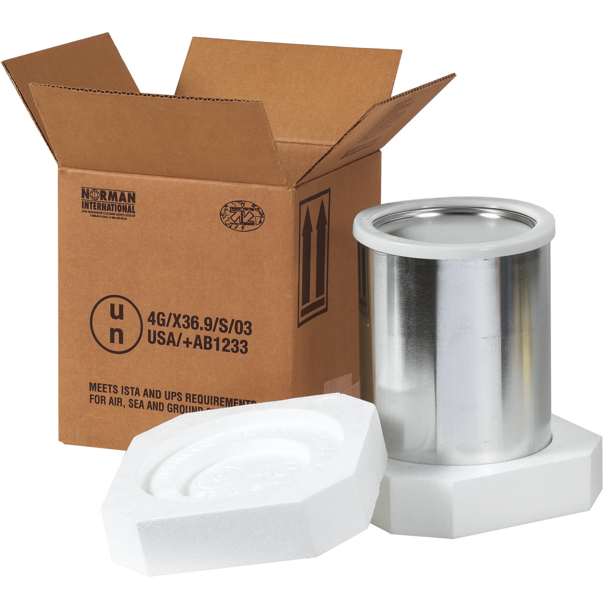 8 1/2 x 8 1/2 x 9 5/16" 1 - 1 Gallon Foam Haz Mat Shipper Kit (HAZFS1G) Each