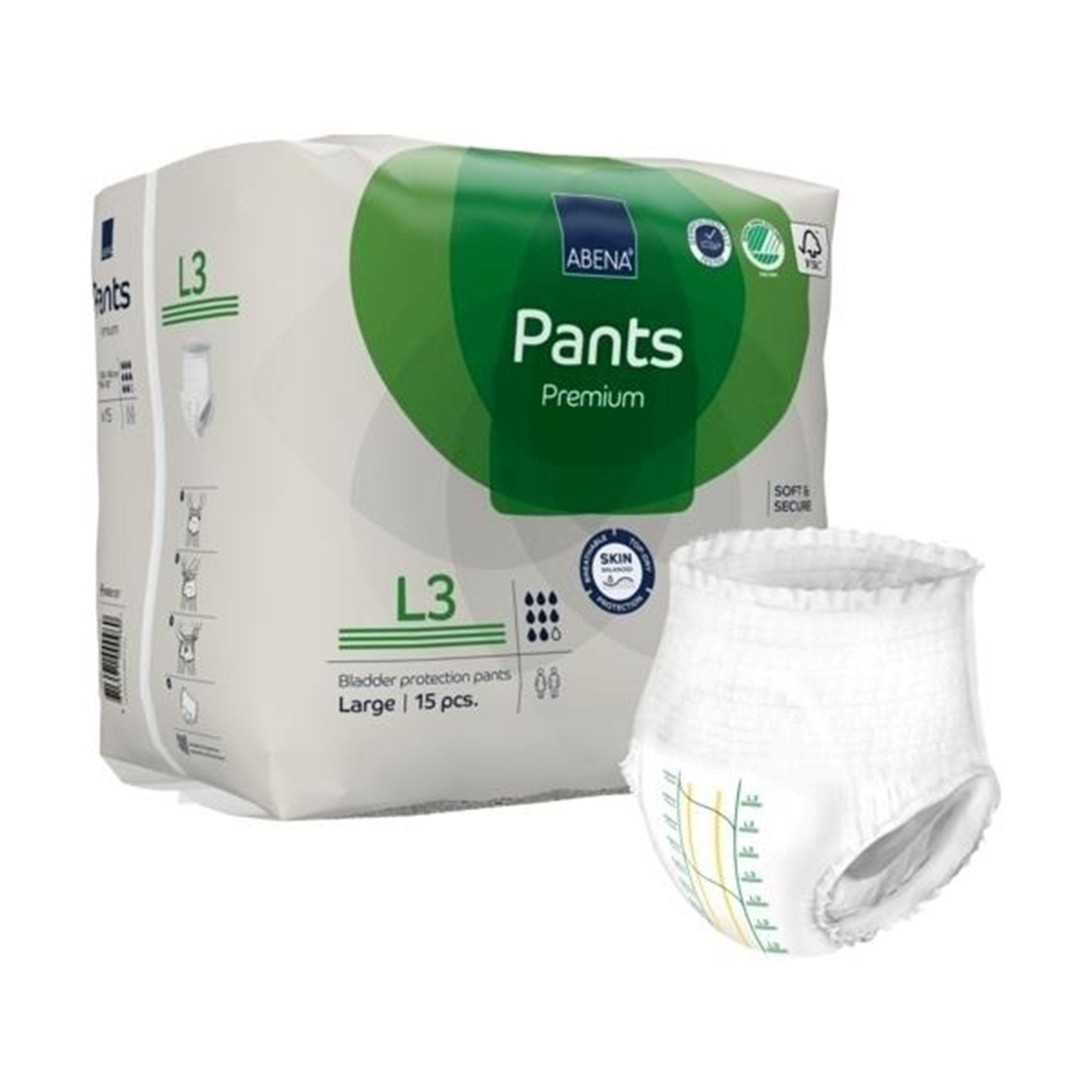 Abena Premium Pants L3 Unisex Adult Absorbent Underwear Pull On with Tear Away Seams Large Disposable Heavy Absorbency (1218235_CS) 90/CS