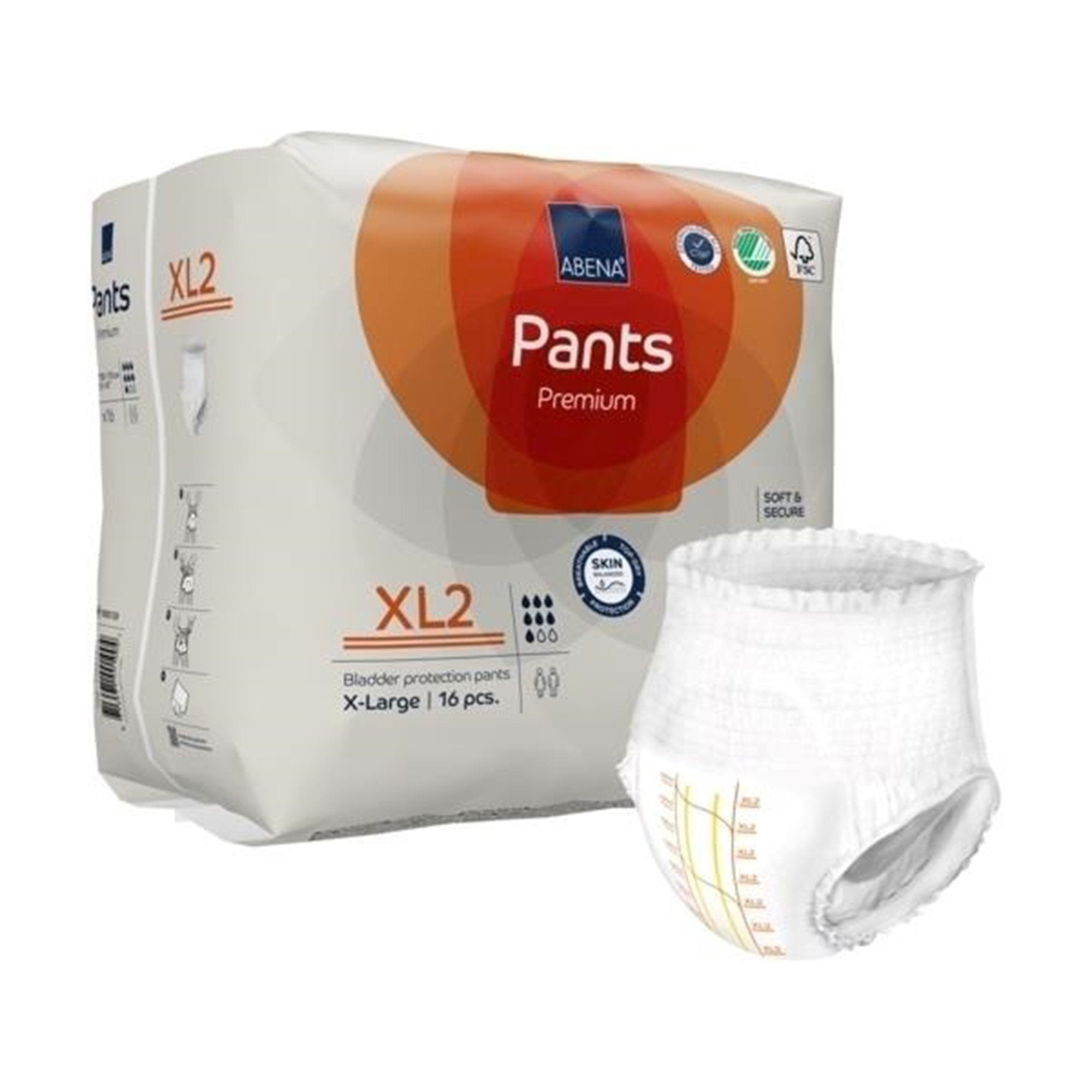 Abena Premium Pants XL2 Unisex Adult Absorbent Underwear Pull On with Tear Away Seams X-Large Disposable Heavy Absorbency (1218237_CS) 96/CS