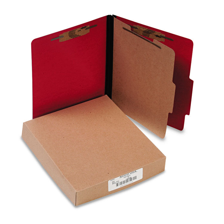 ACCO ColorLife PRESSTEX Classification Folders, 2" Expansion, 1 Divider, 4 Fasteners, Letter Size, Executive Red Exterior, 10/Box (ACC15649) Each