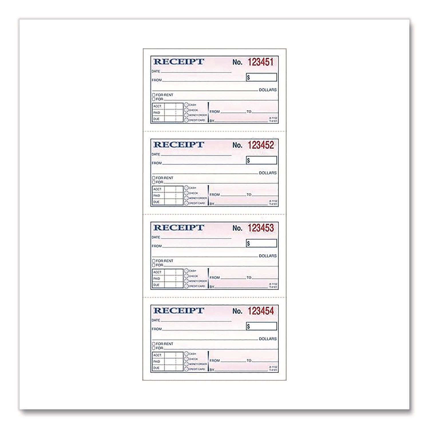 Adams Money/Rent Receipt Book, Two-Part Carbonless, 4.75 x 2.75, 200 Forms Total (ABFDC1152) Each