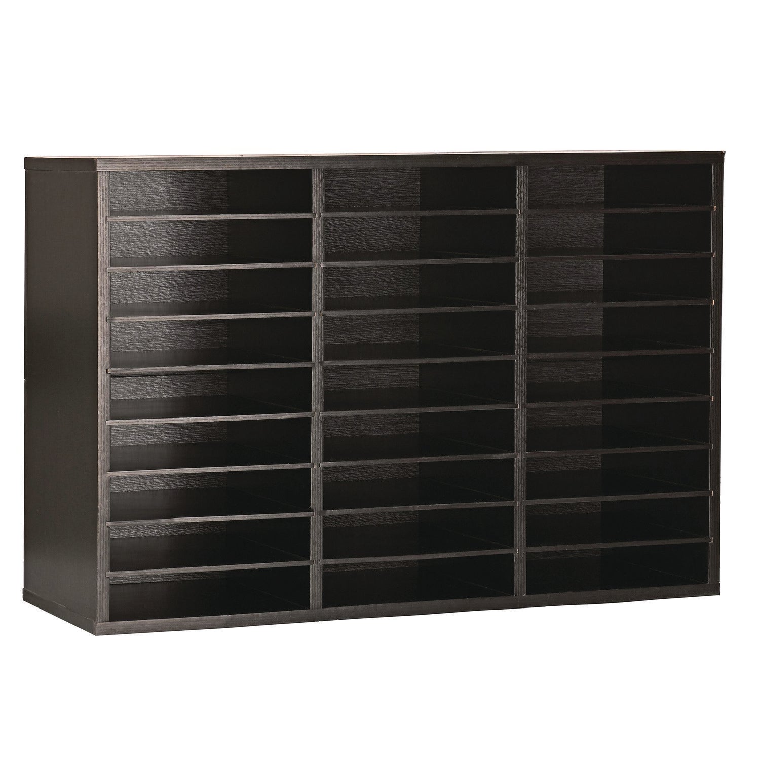 AdirOffice Wooden 27 Compartment Literature Organizer, 27 Sections, Letter Size, 31.49 x 11.81 x 21.65, Black (ALHIOF20101BLK) Each