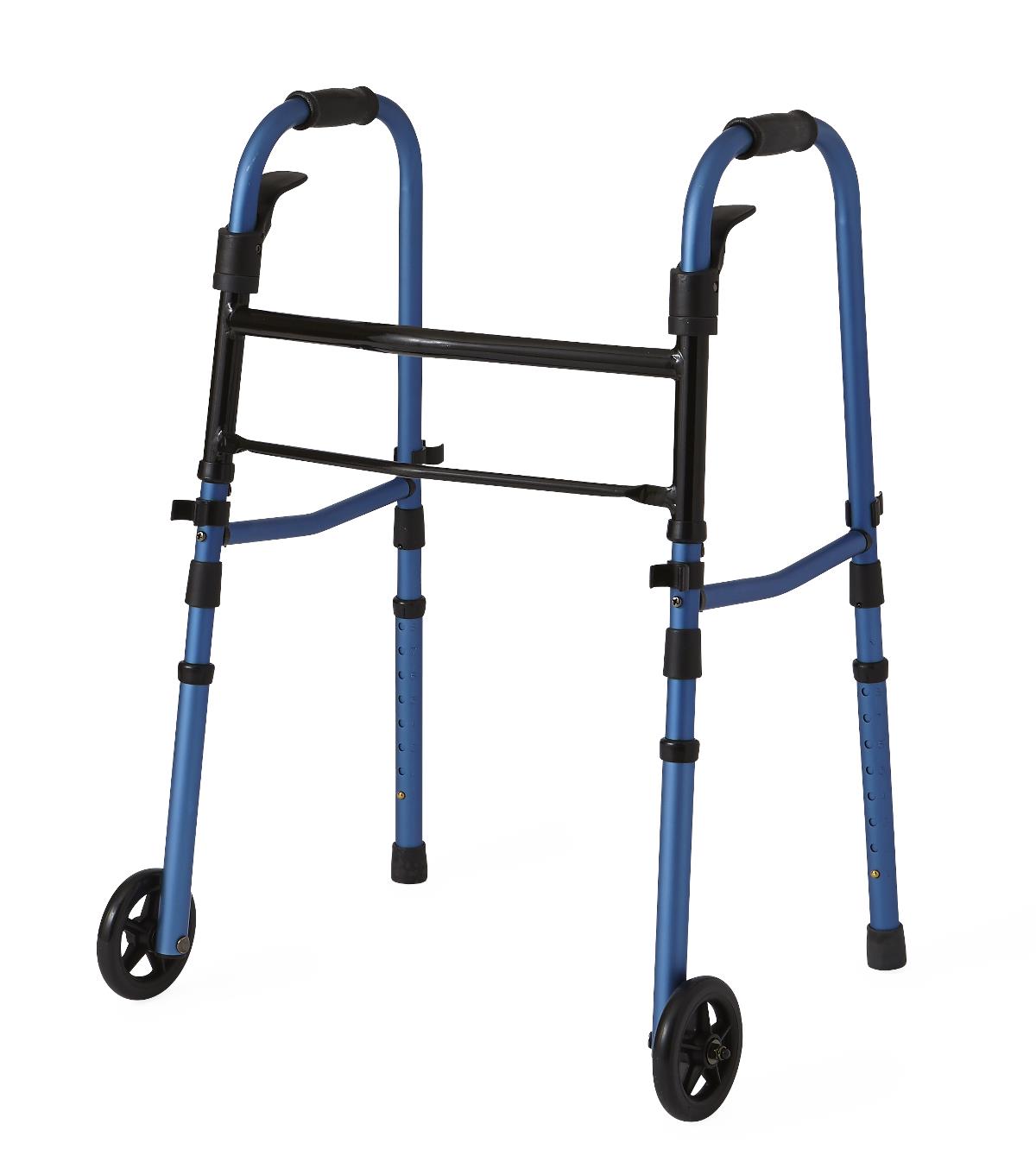 Adult Folding Paddle Walker, 5" Wheels, Blue, 1/CS (MDS86410KDBW) Case of 1