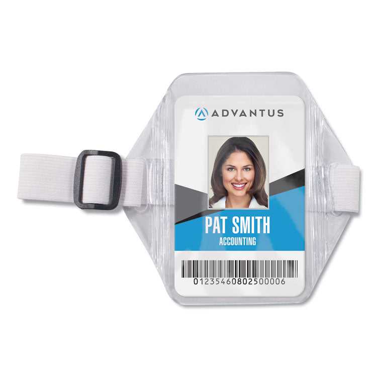Advantus Arm Badge Holders, Vertical, Textured Clear 5" x 5" Holder, 2.5" x 4" Insert, 12/Pack (AVT75649) Box of 12