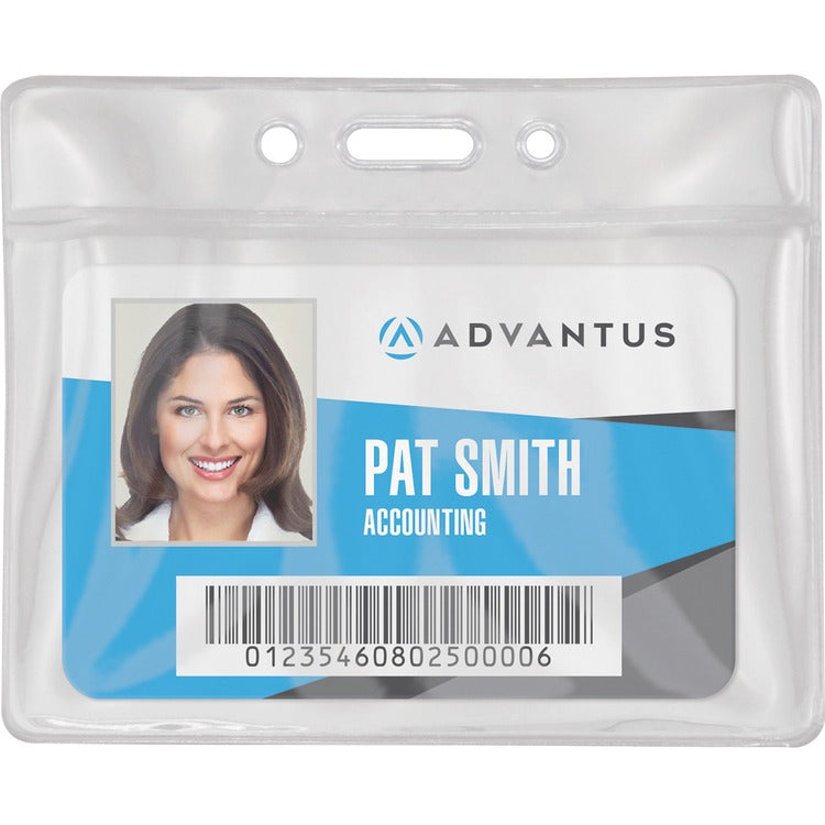 Advantus Badge Holders, Vinyl, Horizontal 3-1/2" x 2-1/2" Insert, 50/PK (AVT75683) Pack of 50