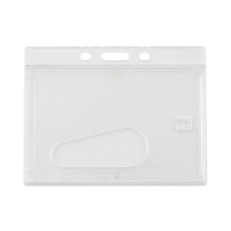 Advantus Frosted One-Card Rigid Badge Holders, Horizontal, Frosted 3.68" x 2.75" Holder, 3.38" x 2.13" Insert, 25/Box (AVT76075) Pack of 25