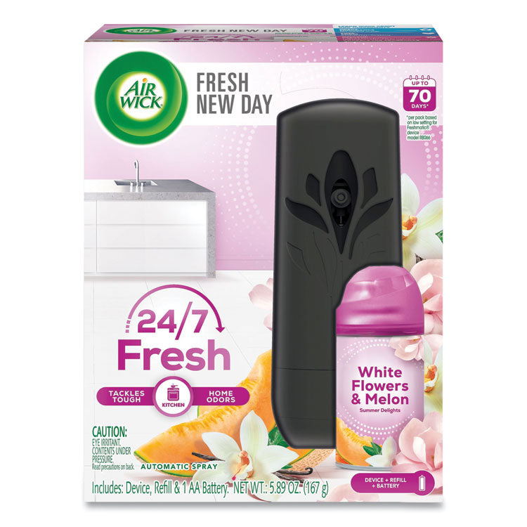 Air Wick Freshmatic Life Scents Starter Kit, White Flowers and Melon Summer Delights, 5.89 oz Aerosol Spray, 4/Carton (RAC88410) Case of 4