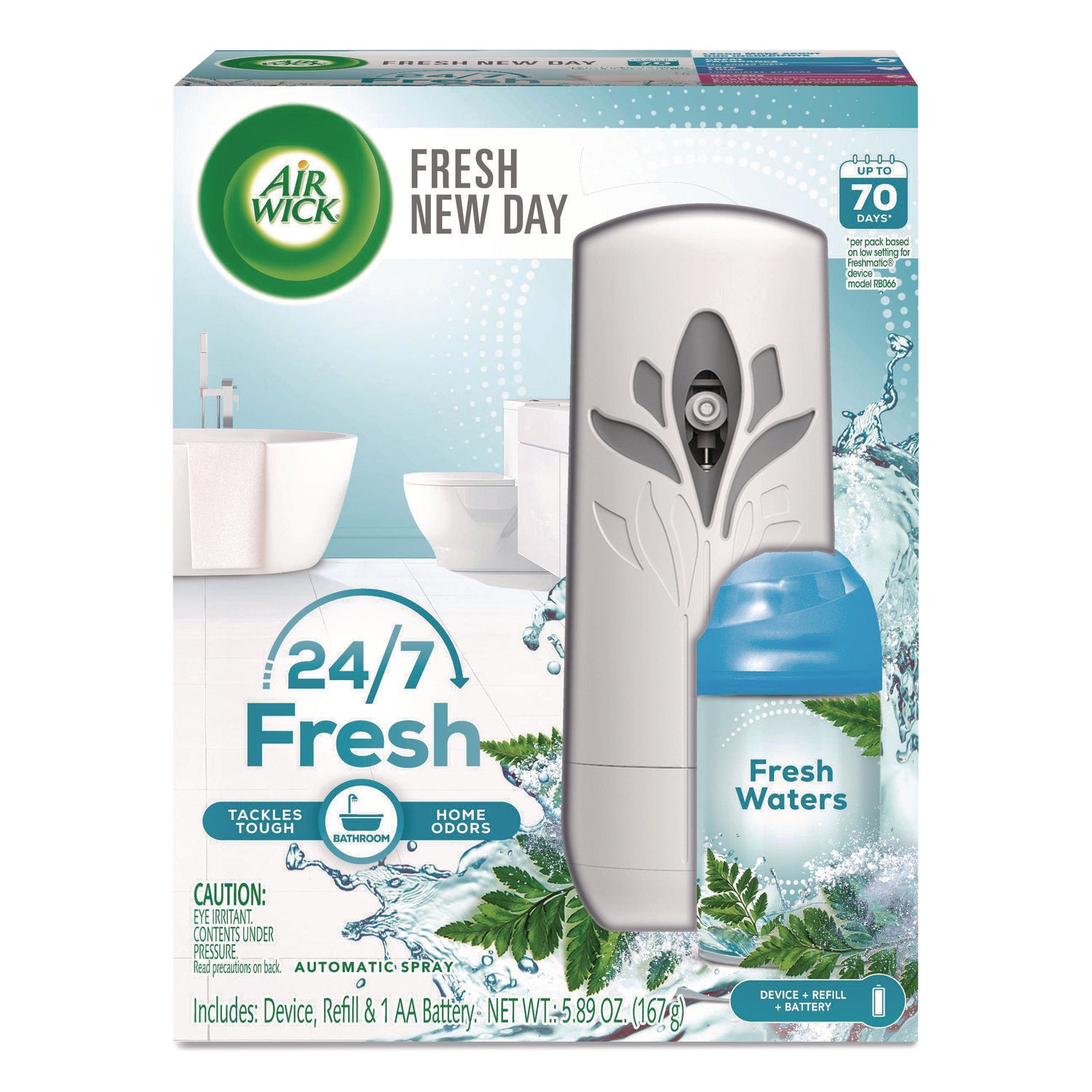 Air Wick Freshmatic Ultra Automatic Starter Kit, 5.94 x 3.31 x 7.63, White, Fresh Waters (RAC88413KT) 1 Kit