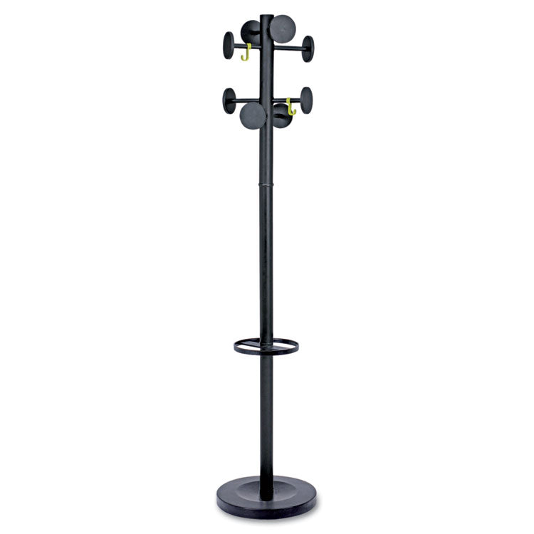 Alba Stan3 Steel Coat Rack, Stand Alone Rack, Eight Knobs, 15w x 15d x 69.3h, Black (ABAPMSTAN3N) Each