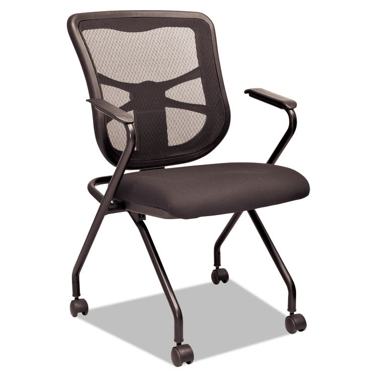 Alera Alera Elusion Mesh Nesting Chairs with Padded Arms, Supports Up to 275 lb, 18.11" Seat Height, Black, 2/Carton (ALEEL4914) Case of 2