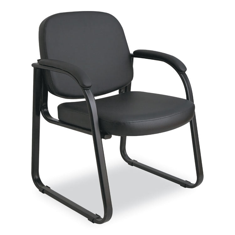 Alera Alera Genaro Series Faux Leather Half-Back Sled Base Guest Chair, 25" x 24.80" x 33.66", Black Seat, Black Back, Black Base (ALERL43C16) Each