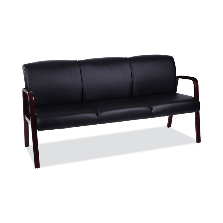 Alera Alera Reception Lounge WL 3-Seat Sofa, 65.75w x 26d.13 x 33h, Black/Mahogany (ALERL2319M) Each