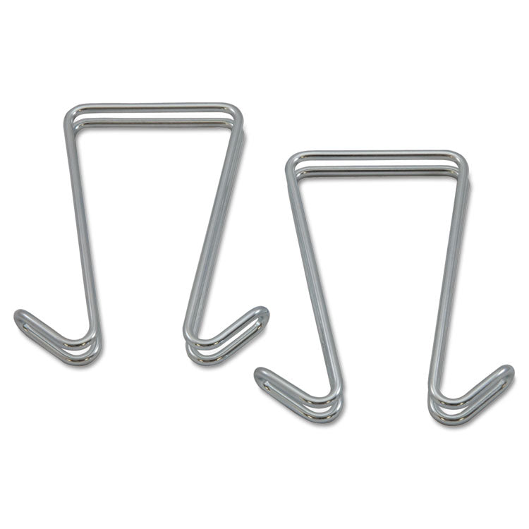 Alera Double Sided Partition Garment Hook, Steel, 0.5 x 3.38 x 4.75, Over-the-Door/Over-the-Panel Mount, Silver, 2/Pack (ALECH2SR) Pack of 2