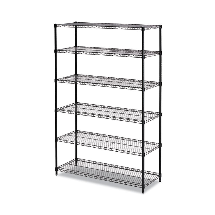 Alera NSF Certified 6-Shelf Wire Shelving Kit, 48w x 18d x 72h, Black (ALESW664818BL) Each
