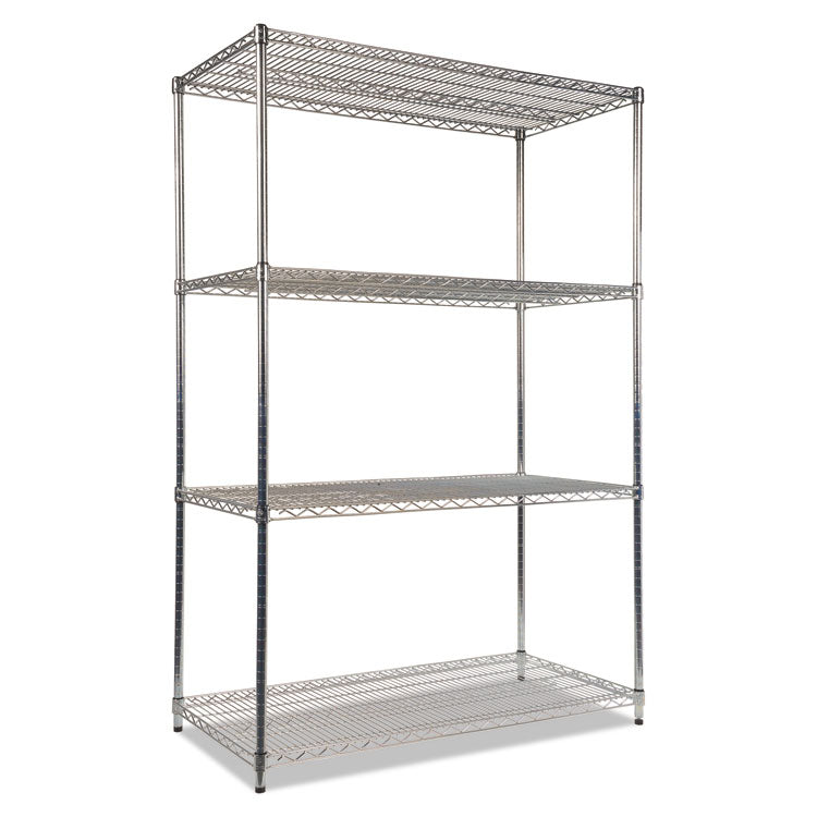 Alera NSF Certified Industrial Four-Shelf Wire Shelving Kit, 48w x 24d x 72h, Silver (ALESW504824SR) 1 Kit