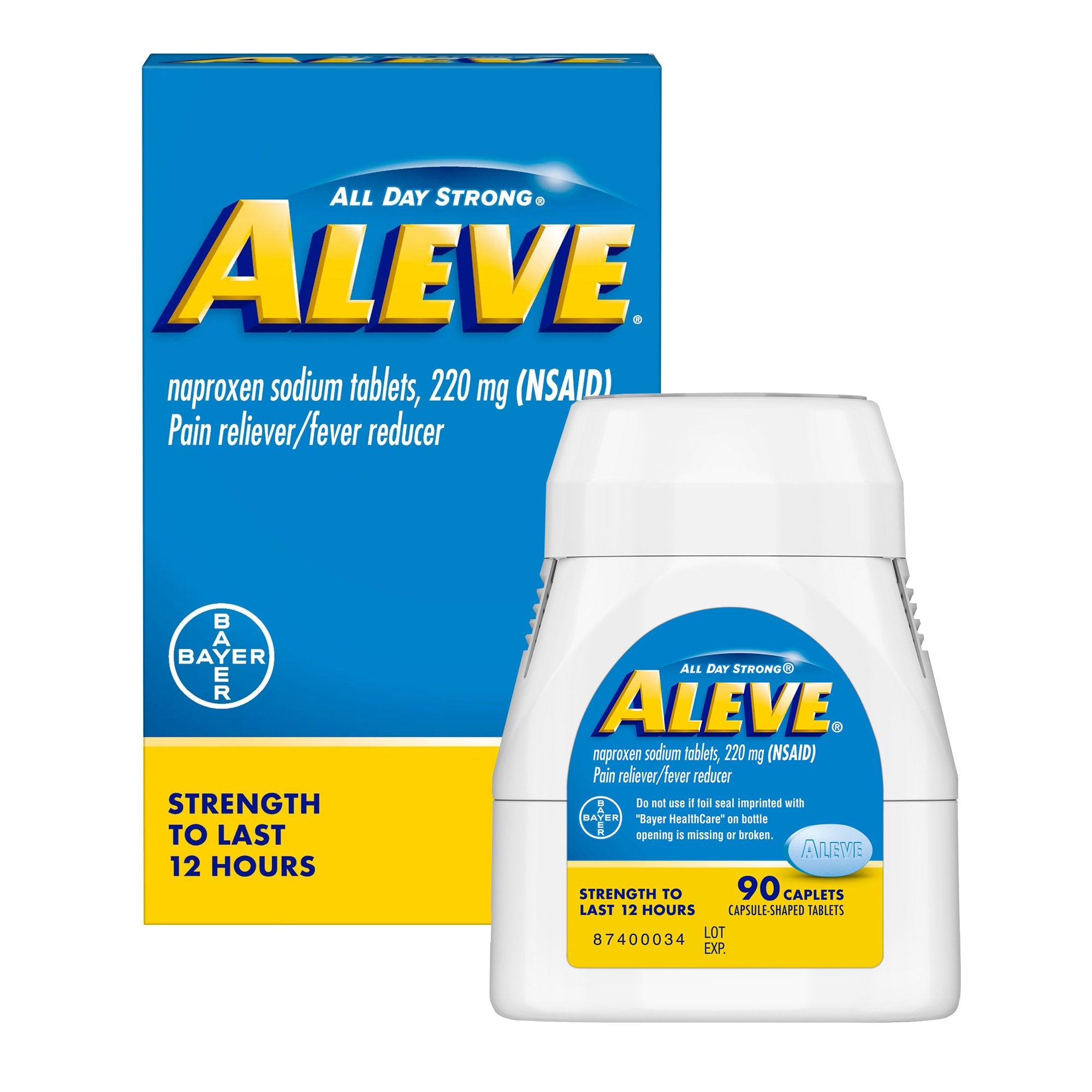 Aleve Pain Relief 220 mg Strength Naproxen Sodium Tablet 90 per Bottle (1194964_BT) 1/BT