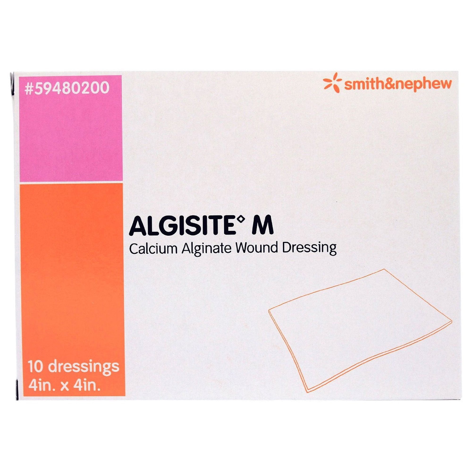 AlgiSite M Alginate Dressing 4 X 4 Inch Square (372316_CS) 100/CS